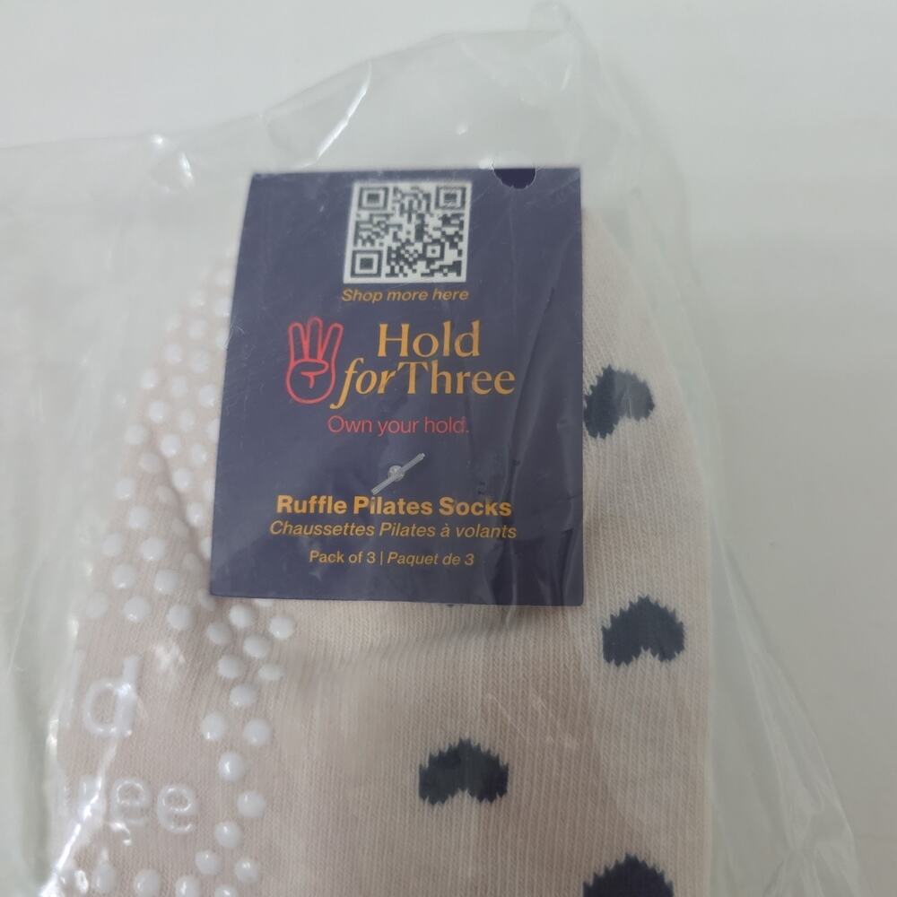 Hold For Three Ruffle Grip Socks 3 Pair Pilates Non Slip Blue, Yellow + Pink - Picture 4 of 6